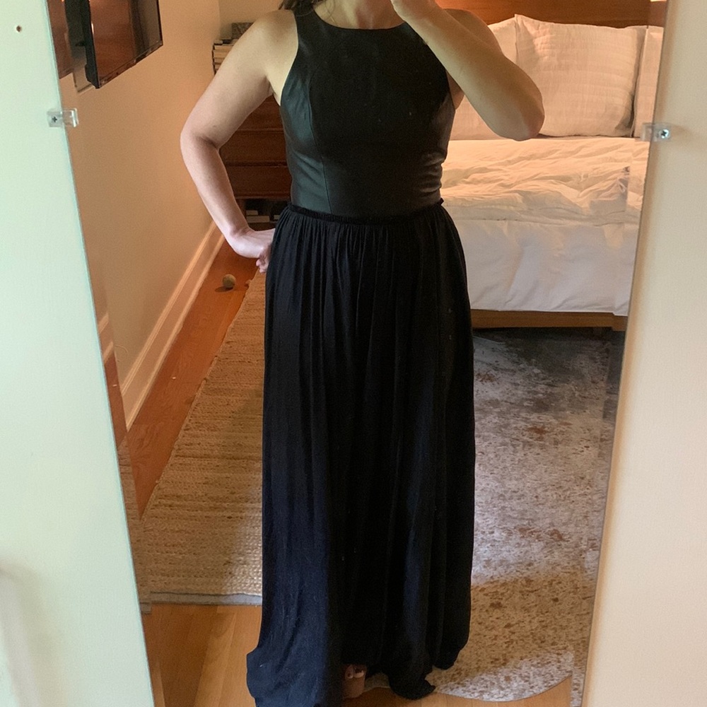 Marna Ro shirred waist black dress